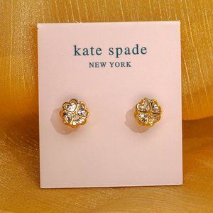 Kate Spade Something Sparkly Goldtone Clover Earrings + Dust Bag